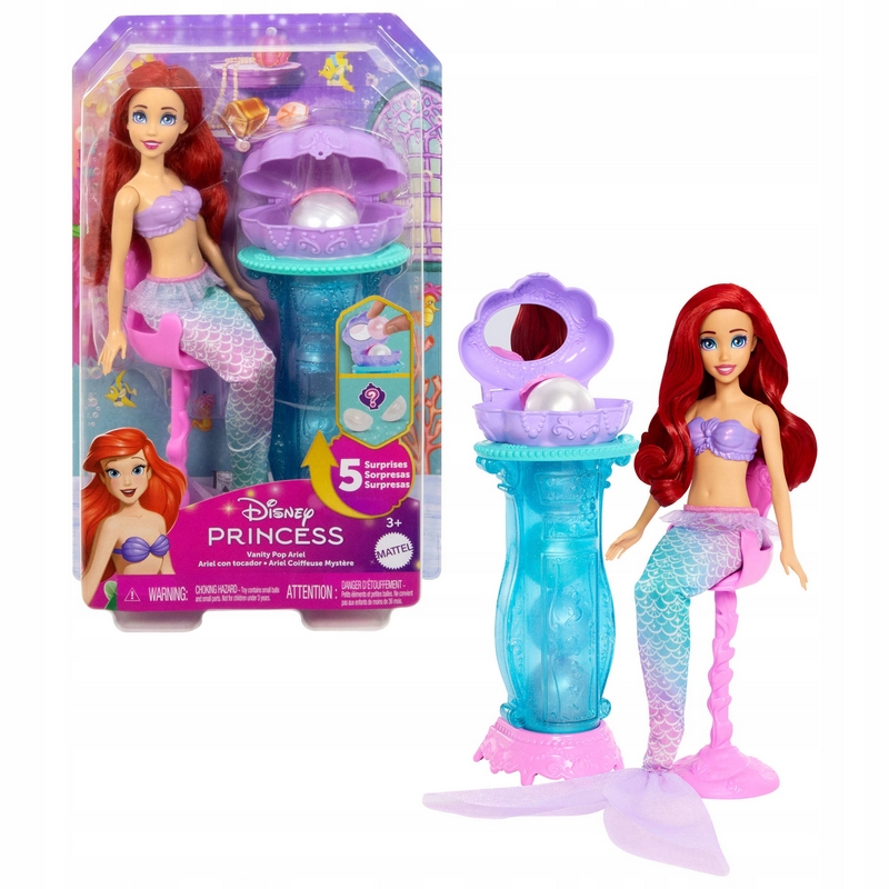 Disney princezná Ariel - Toaletný stolík a bábika s mušľou